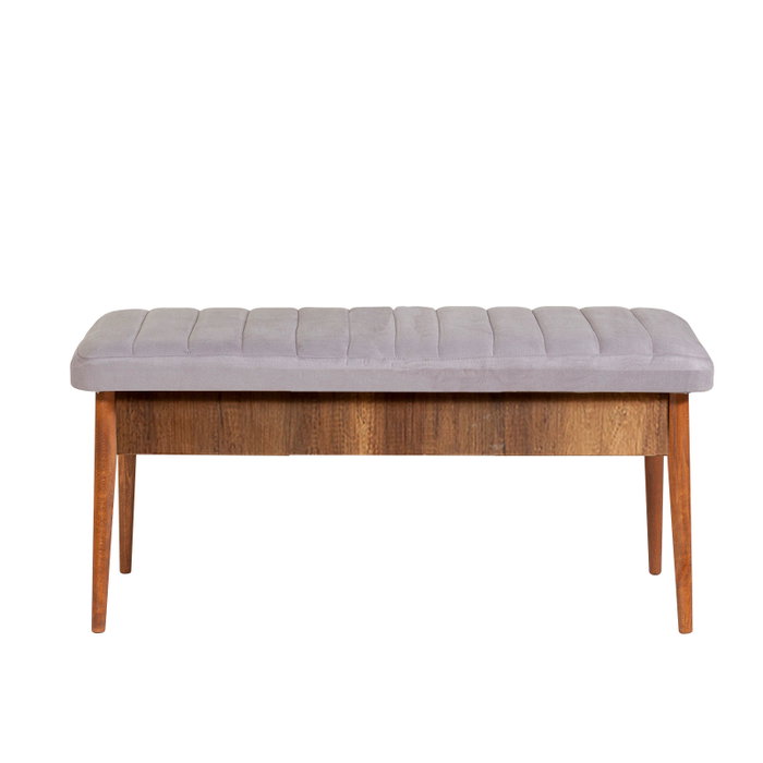 Hanah Home Vina Walnut Soho Grey Juego de Mesa y Sillas Extensible, Tablero Melamina, Terciopelo, Patas Carpe